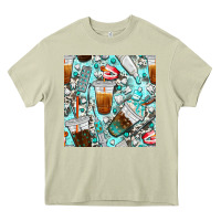 Mossy dentist coffee cups toothpaste and teeth with cowhide seamless pattern Heavy Core Tee - BundleAndBundleShop