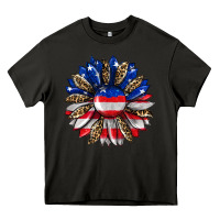 Asphalt american flag leopard Heavy Core Tee - RanaPortraitStore