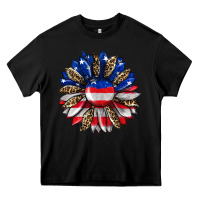 Black american flag leopard Heavy Core Tee - RanaPortraitStore