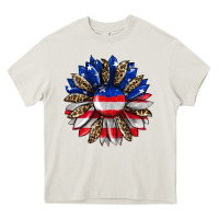 Cream american flag leopard Heavy Core Tee - RanaPortraitStore