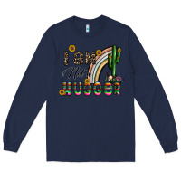 Navy i am not a hugger Long Sleeve Tee - CowhideDigitalArt
