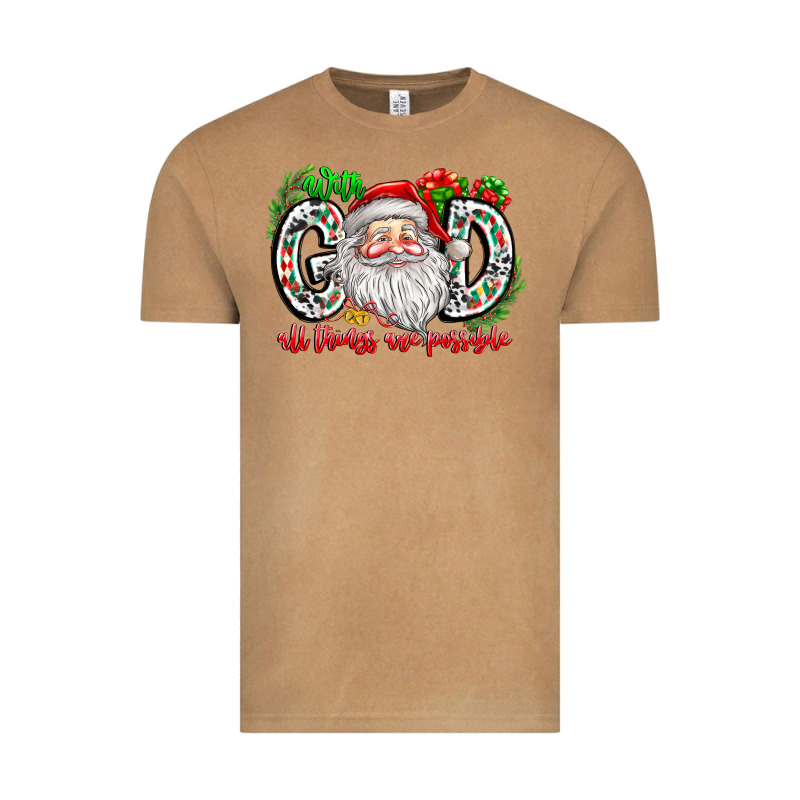With God All Things Are Possible Santa Vintage Tee by CowhideDigitalArt | Teevron