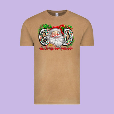 With God All Things Are Possible Santa Vintage Tee Designed By Cowhidedigitalart