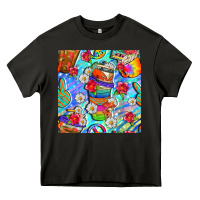 Asphalt hippie coffee cups and flowers and peace seamless pattern bbs Heavy Core Tee - BundleAndBundleShop