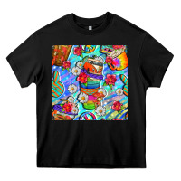 Black hippie coffee cups and flowers and peace seamless pattern bbs Heavy Core Tee - BundleAndBundleShop