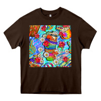 Chocolate Brown hippie coffee cups and flowers and peace seamless pattern bbs Heavy Core Tee - BundleAndBundleShop