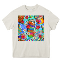 Cream hippie coffee cups and flowers and peace seamless pattern bbs Heavy Core Tee - BundleAndBundleShop