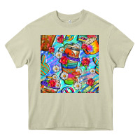 Mossy hippie coffee cups and flowers and peace seamless pattern bbs Heavy Core Tee - BundleAndBundleShop