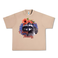 Burro Classy But A Little Thrashy Racoon With Flowers Urban Heavy Tee - Jasminsmagicworld