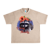 French Oak Classy But A Little Thrashy Racoon With Flowers Urban Heavy Tee - Jasminsmagicworld