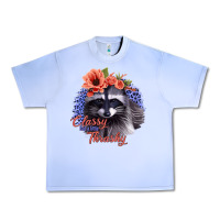 Grape Ice Classy But A Little Thrashy Racoon With Flowers Urban Heavy Tee - Jasminsmagicworld