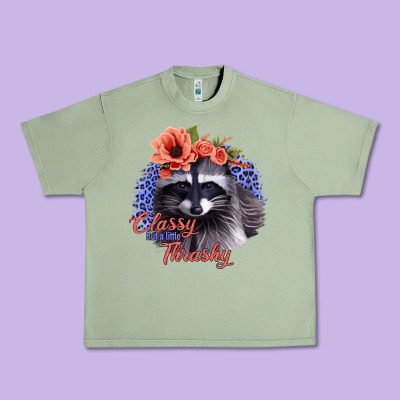 Classy But A Little Thrashy Racoon With Flowers Urban Heavy Tee Designed By Jasminsmagicworld