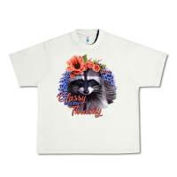 Pistachio Classy But A Little Thrashy Racoon With Flowers Urban Heavy Tee - Jasminsmagicworld