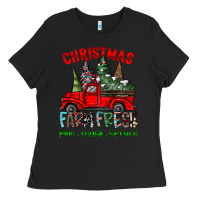 Black christmas tree farm truck Ladies Tee - CowhideDigitalArt