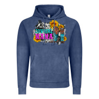 Vintage Denim cowgirl mama with boots and sunflowers and cowhide Vintage Hoodie - Artiststas