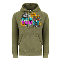 Vintage Olive cowgirl mama with boots and sunflowers and cowhide Vintage Hoodie - Artiststas