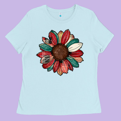 Christmas Sunflower Ladies Tee Designed By Cowhidedigitalart