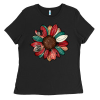 Black Christmas sunflower Ladies Tee - CowhideDigitalArt