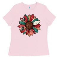 Bubblegum Pink Christmas sunflower Ladies Tee - CowhideDigitalArt