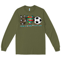 Army Green peace love soccer Long Sleeve Tee - CowhideDigitalArt