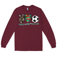 Burgundy peace love soccer Long Sleeve Tee - CowhideDigitalArt