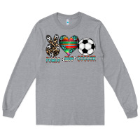Heather Grey peace love soccer Long Sleeve Tee - CowhideDigitalArt