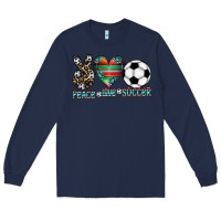 Navy peace love soccer Long Sleeve Tee - CowhideDigitalArt