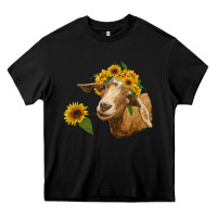Black goat with sunflower Heavy Core Tee - RanaPortraitStore