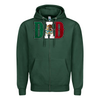 Sports Green Mexican Flag Dad Zipper Hoodie - Jasminsmagicworld