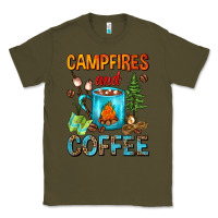 Army Green Campfires And Coffee Camping Coffee Classic Tee - FaDigitalArtStudio