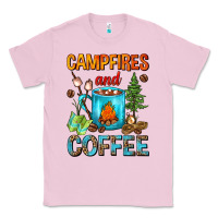 Bubblegum Pink Campfires And Coffee Camping Coffee Classic Tee - FaDigitalArtStudio