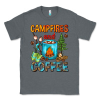 Charcoal Heather Campfires And Coffee Camping Coffee Classic Tee - FaDigitalArtStudio