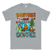 Heather Grey Campfires And Coffee Camping Coffee Classic Tee - FaDigitalArtStudio
