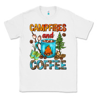 White Campfires And Coffee Camping Coffee Classic Tee - FaDigitalArtStudio