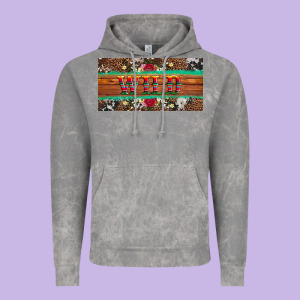 Western Wild And Floral Leopard  Cowhide Licanse Plate Vintage Hoodie Designed By Artiststas