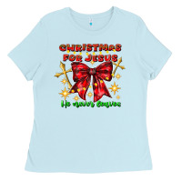 Baby Blue festive christmas message with crosses Ladies Tee - CowhideDigitalArt