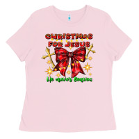 Bubblegum Pink festive christmas message with crosses Ladies Tee - CowhideDigitalArt