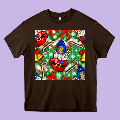 Christmas Coffee Cups Bell And Candy Cane With Leopard And Plaid Heavy Core Tee Designed By Bundleandbundleshop