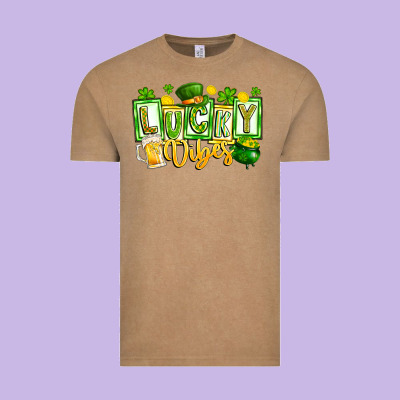 Lucky Vibes Vintage Tee Designed By Cowhidedigitalart