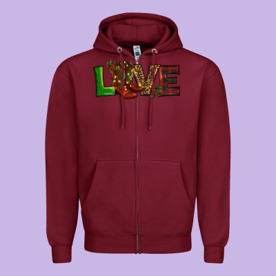 Christmas Boots Love Zipper Hoodie Designed By Ranaportraitstore