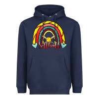 Navy Softball Rainbow Heavyweight Hoodie - RanaPortraitStore