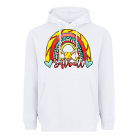 White Softball Rainbow Heavyweight Hoodie - RanaPortraitStore