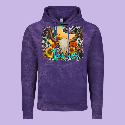Western Texas  And Cowhide With Sunflower Vintage Hoodie Designed By Artiststas