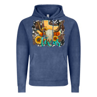 Vintage Denim western texas  and cowhide with sunflower Vintage Hoodie - Artiststas