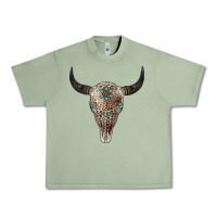 Oil Green Leopard Bull Skull Urban Heavy Tee - Jasminsmagicworld