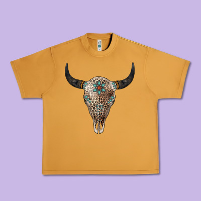 Leopard Bull Skull Urban Heavy Tee Designed By Jasminsmagicworld