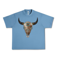 Pebble Blue Leopard Bull Skull Urban Heavy Tee - Jasminsmagicworld