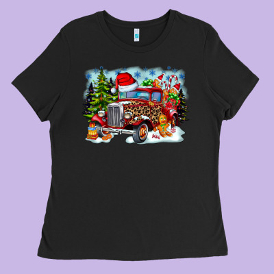 Christmas Truck Ladies Tee Designed By Cowhidedigitalart