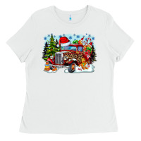 White Christmas truck Ladies Tee - CowhideDigitalArt