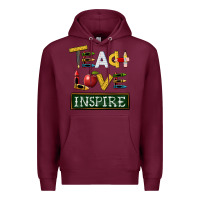 Burgundy teach love inspire Premium Hoodie - BarkalooDesign